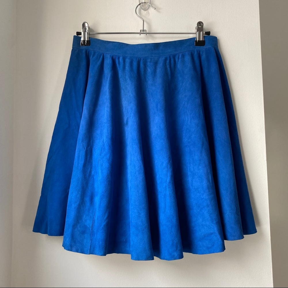 ETIENNE DERŒUX Cobalt Blue Suede Skirt